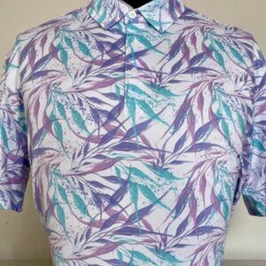 CS Purple Pastel Leaf Print Polo
